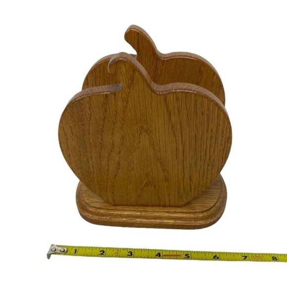 Wood Napkin Holder Apple-Shaped Kitchen Storage Vintage Country Farmhouse Decor - Picture 4 of 12